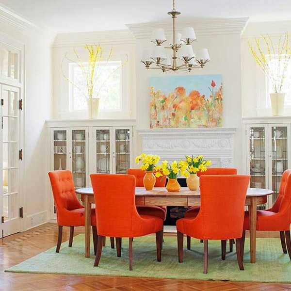 Трапезни столове в оранжево мебели Мондо