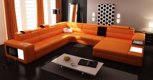 Оранжев ъглов диван
