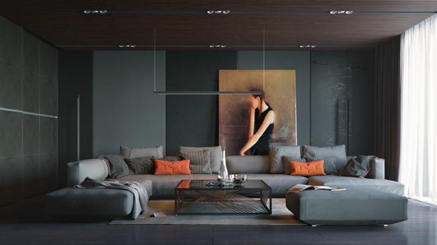 Интериорен дизайн на апартамент в цвят сив