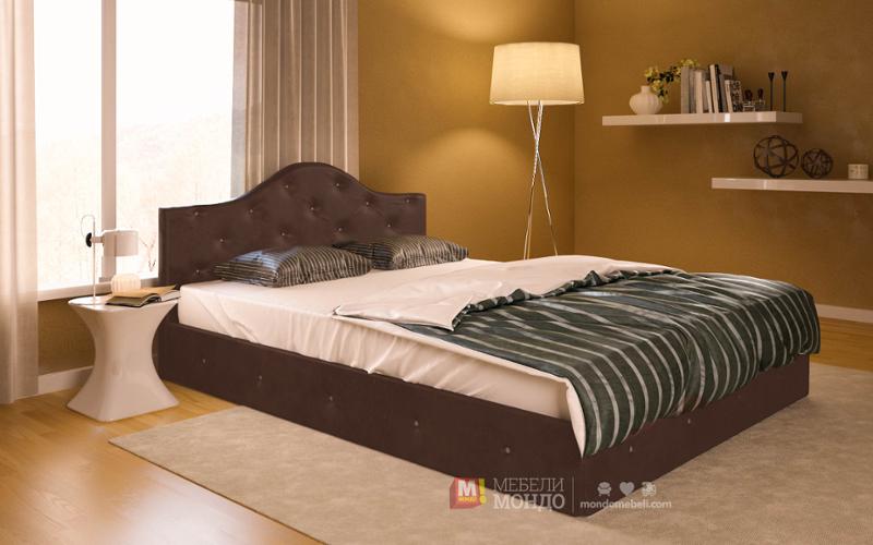 Кожено спално легло с включени повдигащ механизъм и матрак