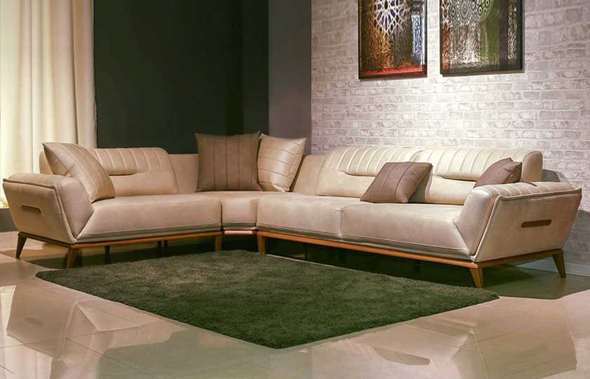 Модерен ъглов диван в цвят бежаво мебели Мондо