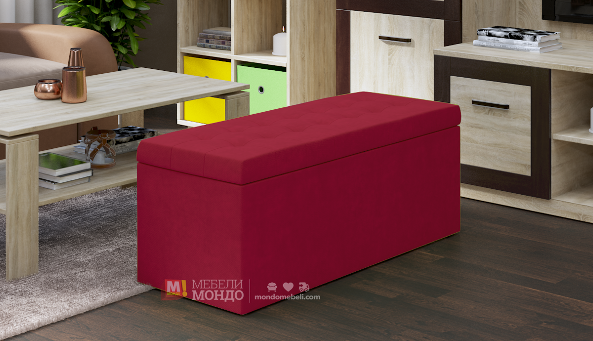 Голяма табуретка с ракла в цвят червен мебели Мондо онлайн
