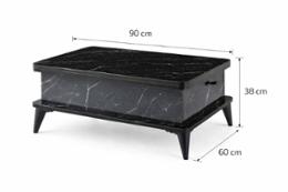 Маса Адел с повдигащ механизъм, черен мрамор