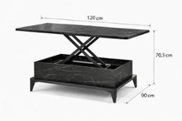 Маса Адел с повдигащ механизъм, черен мрамор