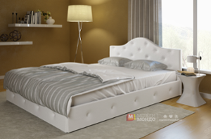 Бяла кожена спалня с матрак 