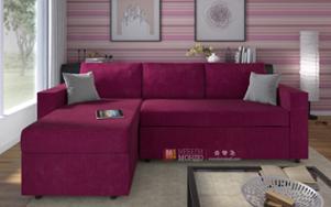 Ъглов диван Бергамо С със подлакътници лилав цвят