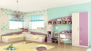 Мебели за детска стая Томас лилаво,пясъчен дъб и виолет
