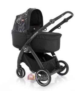 Бебешка количка California Black Marble 2 в 1 комбинирана, черна