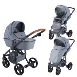 Бебешки колички RIMINI 2в1 с кош за новородено Dark Grey&Black 