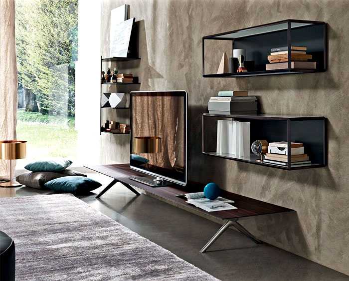 Модерен тв шкаф и рафтове за стена с впечатляващ дизайн 